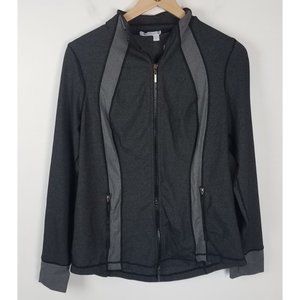 BYLYSE Women's Sz. M Charcoal Grey Zip Front Athletic Jacket W/ Thumb Holes